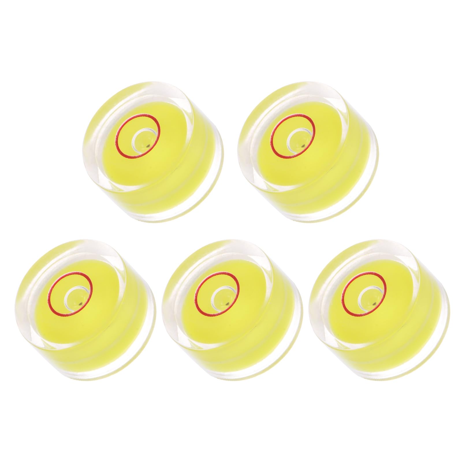 Kozelo 5pcs Small Circular Bubble Spirit Levels - [15mm Diameter 8mm Thickness] Mini Round RV Level Leveling Tools for Travel Trailer Turntable Camera, Yellow