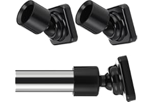 ARTISANWONDERS Angled Shower Rod Mount for Sloped Walls - 25mm Shower Bracket & Swivel Joints with Wall Plugs & Screws, Secure Drilling Fix (2, Black)