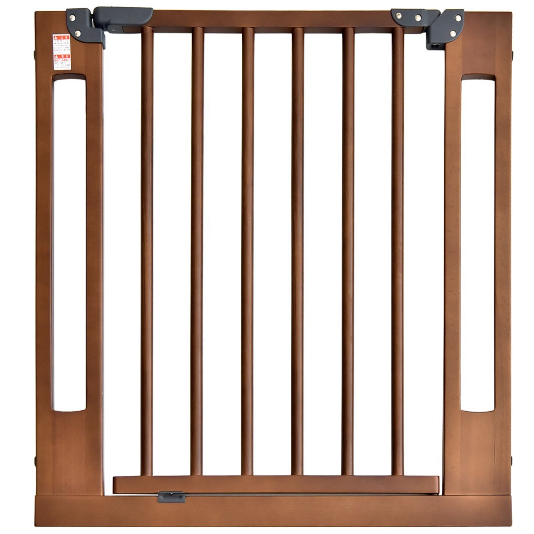 タンスのゲン 木製 ベビーゲート ペットゲート 設置幅74～84cm 突っ張り式 オートクローズ機能付き 前後90度開閉 扉解放機能 上下ロック ブラウン 30500004(90412)商品画像