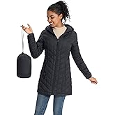 ZMC Women’s Packable Lightweight Puffer Jacket with Hood, Mid-Length Quilted Winter Coat with Zipper Pockets