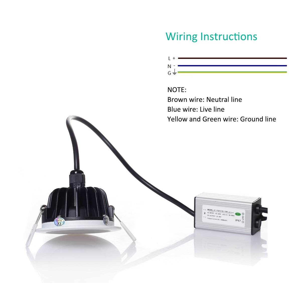 PRODELI LED Ceiling Light Fixture Flush Mount Warm White Recessed Lighting Trim Downlight Wall Sconce for Housing Bathroom Kitchen Living Dining Room (9W, AC85-265V, 3000K, with Driver)