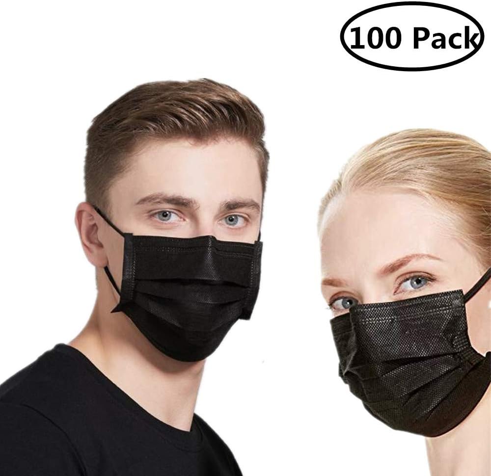 Cshopping Surgical Disposable Face Masks, Respirator Mouth Mask Medicom Safety Cover, Protective Safe Mask with Elastic Ear Loop, Block Dust Air Pollution Flu-100 Pieces