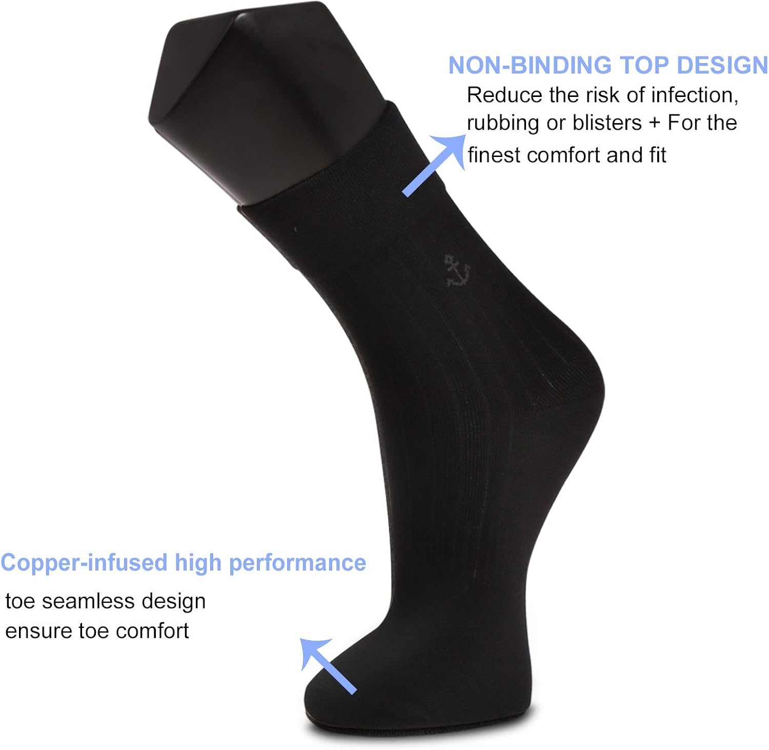 Mens Diabetic Socks Copper(6 Pack) Extra Wide Casual Crew Socks with Gift Box: Clothing