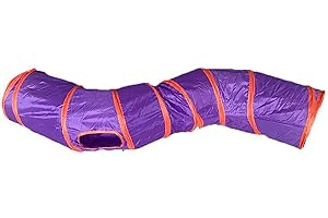 iCAGY Cat Tunnel for Indoor Cats Interactive, Rabbit Tunnel Toys, Pet Toys Play Tunnels for Cats Kittens Rabbits Puppies Crinkle Collapsible Pop Up Purple 47" Shape S