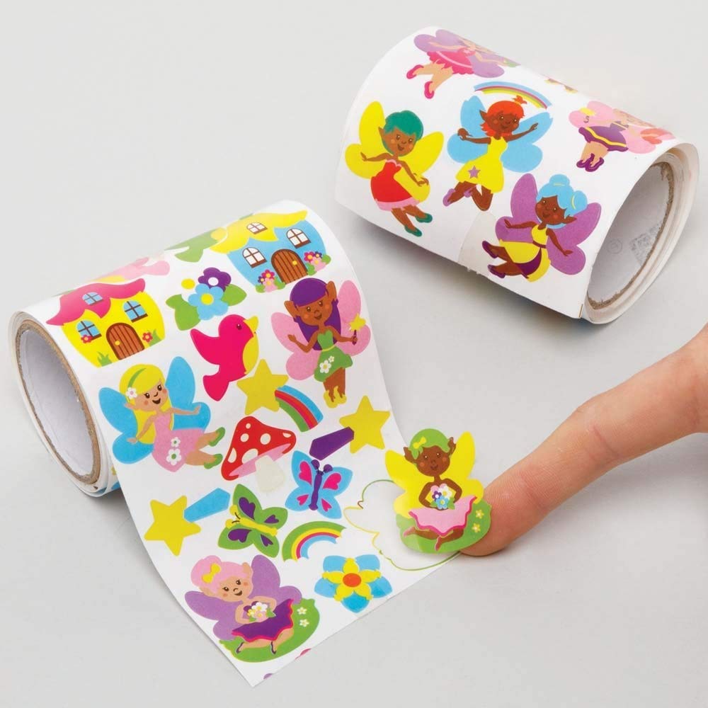 Baker Ross AX926 Fairy Sticker Rolls, Pack of 600, Kids Stickers, Ideal for Children's Arts and Crafts Projects