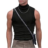RoseSeek Men's Mock Turtleneck Tank Tops Ribbed Knit Slim Fit Sleeveless Shirts Casual Basic Tee Shirts