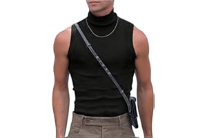 RoseSeek Men's Mock Turtleneck Tank Tops Ribbed Knit Slim Fit Sleeveless Shirts Casual Basic Tee Shirts