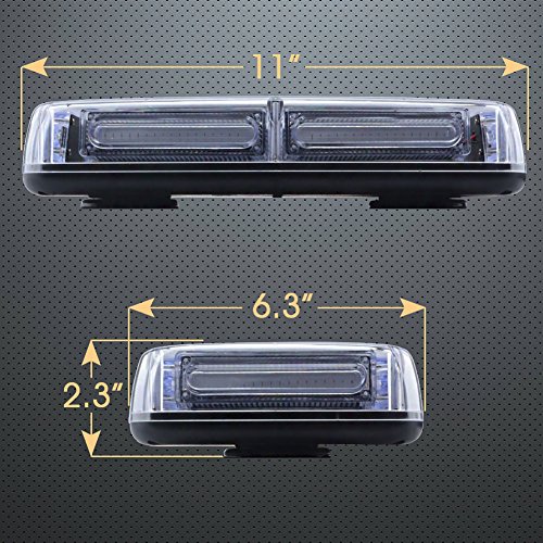 WOWTOU Blue LED Lightbar Emergency Hazard Warning Light, 18W 6 Linear LED, Rooftop Magnetic Mount, 8 Patterns including Flashing/Strobe/Rotating Modes, IP65 Waterproof for Volunteer Firefighter