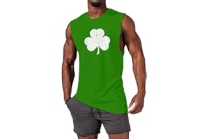iudam Mens St Patrick's Day Shirts Irish Distressed Shamrock T-Shirt Lucky Tank Tops