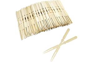 HAIKING Gourd Forks, 100 PCS Mini Bamboo Two Prongs Cocktail Forks for Party, Banquet, Buffet (0.7 x 10cm/0.27 x 3.93in)