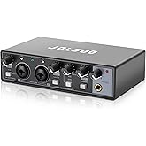 Jolgoo 2x2 USB Audio Interface, 24-Bit/192kHz Phantom Power Recording Card | 24-Bit/192kHz Studio Quality, +48V Phantom Power, Low Latency, for Recording and Podcasting