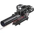 PINTY Rifle Scope Red Dot Laser Combo - 4in1 Gun Set: 3-9x32 Illuminated Hunting Scope, Green or Red Dot, Red Laser Sight, Pic Riser Mount - Tactical