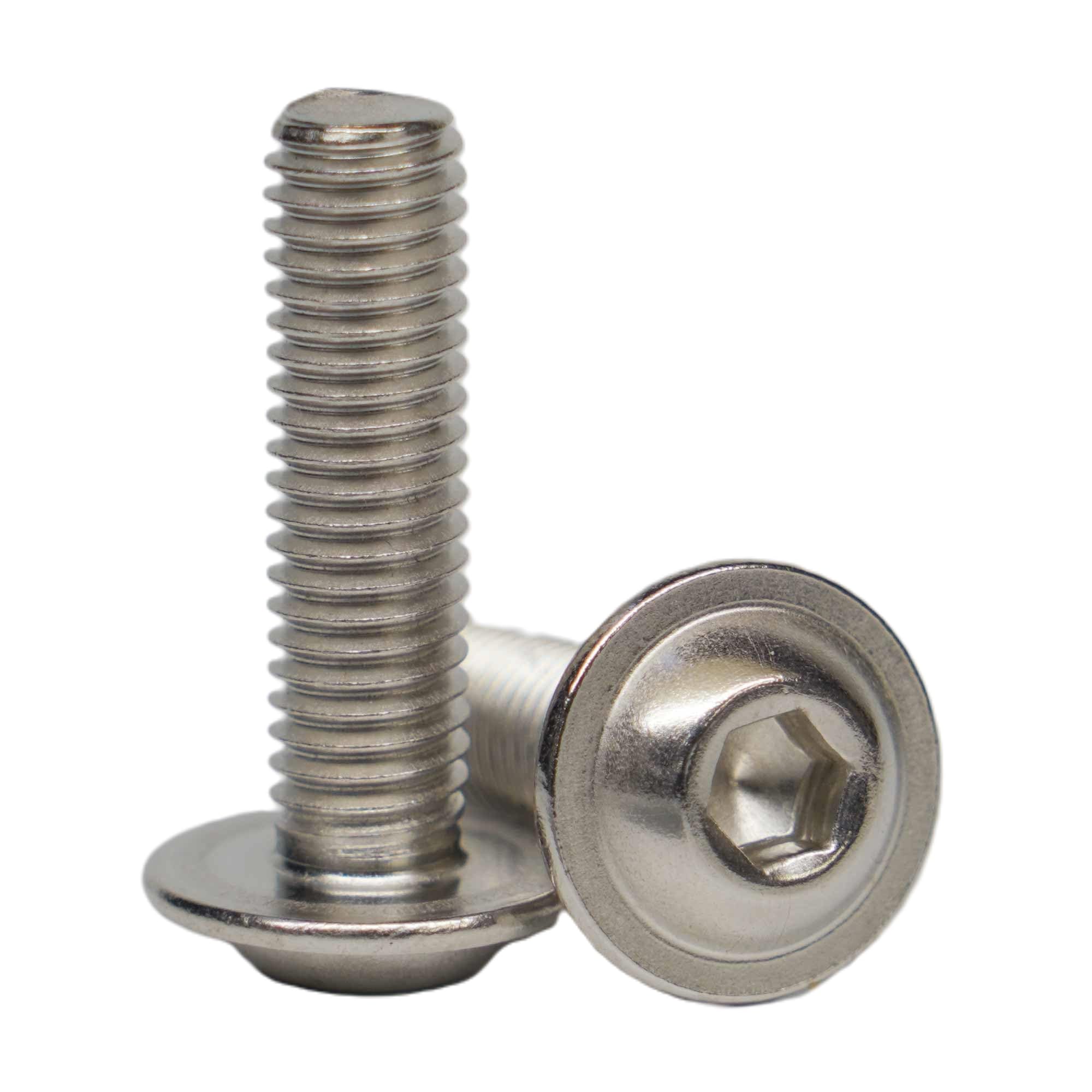 AGBERG M5 x 14 mm (Pack of 10) Rounded Head Screws with Hexagon Socket and Flange - Stainless Steel VA A2 V2A - Stainless Steel Screws with Flat Head Rustproof - ISO 7380