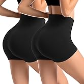 Leafigure 2 Pack Biker Shorts for Women 2.5" High Waisted Gym Shorts for Yoga Workout