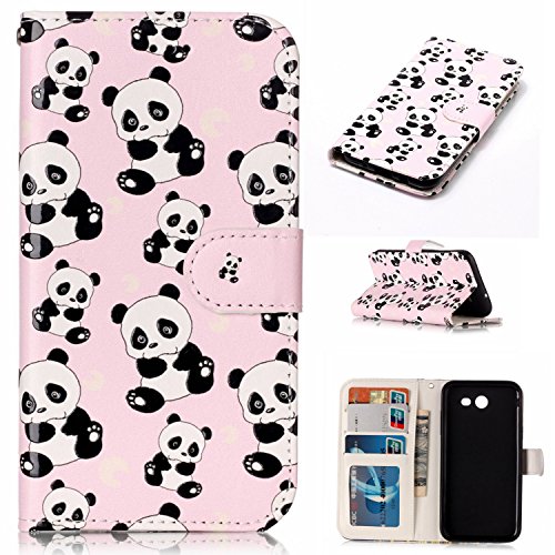 Samsung Galaxy J3 Emerge / J3 Prime / J3 Mission / J3 Eclipse / J3 2017 / J3 Luna Pro Case, Ranyi [Varnish Painting Wallet] [Embossed Pattern] [Card Holder] Flip PU Leather Wallet Case (panda)