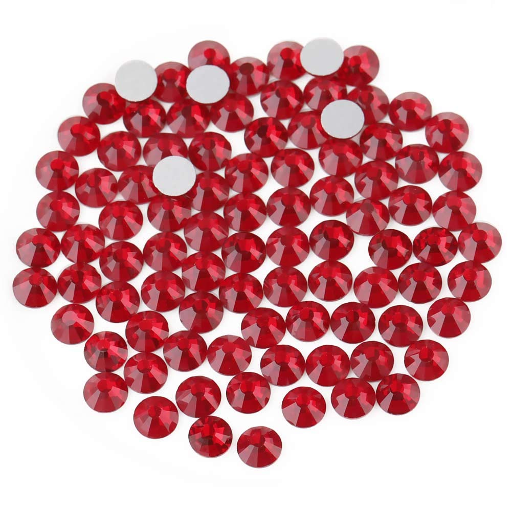 Beadsland Flat Back Crystal Rhinestones Round Gems for Nail Art and Craft Glue Fix,Dark Siam,4.6-4.8mm,SS20/1440pcs