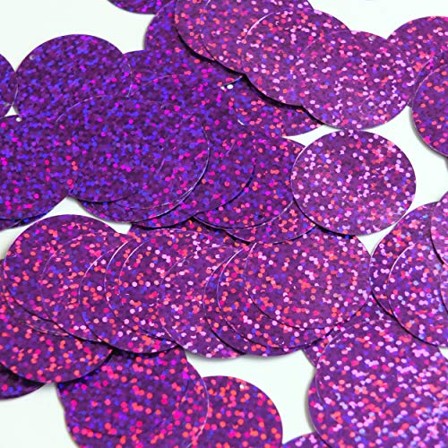 Round Flat Sequin 30mm Amethyst Purple Hologram Glitter Sparkle. Couture Paillettes. Made in USA