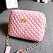 Women Messenger Bags Rivet Chain Shoulder Bag Leather Crossbody ( Pink )