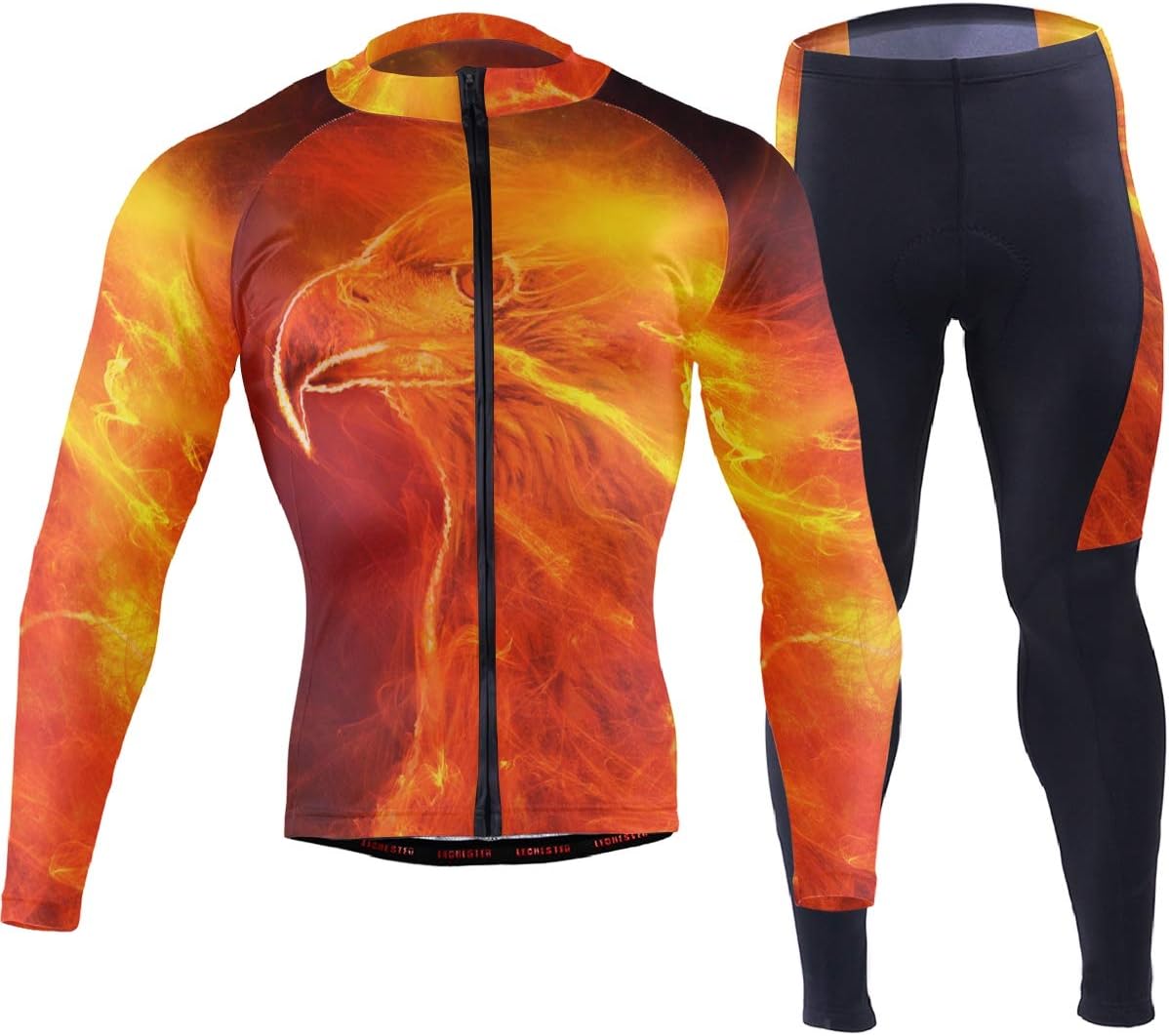 HappyCAT Men's Cycling Jersey Dinosaur Skull Cycling Clothes with Long Sleeve S 5020026