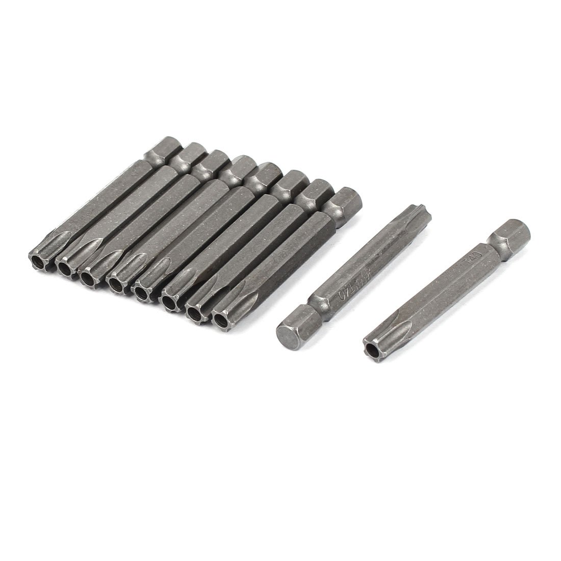 Sourcingmap 1/4" Shank 50mm Long T40 Magnetic 5 Point Star Security Screwdriver Bits 10pcs