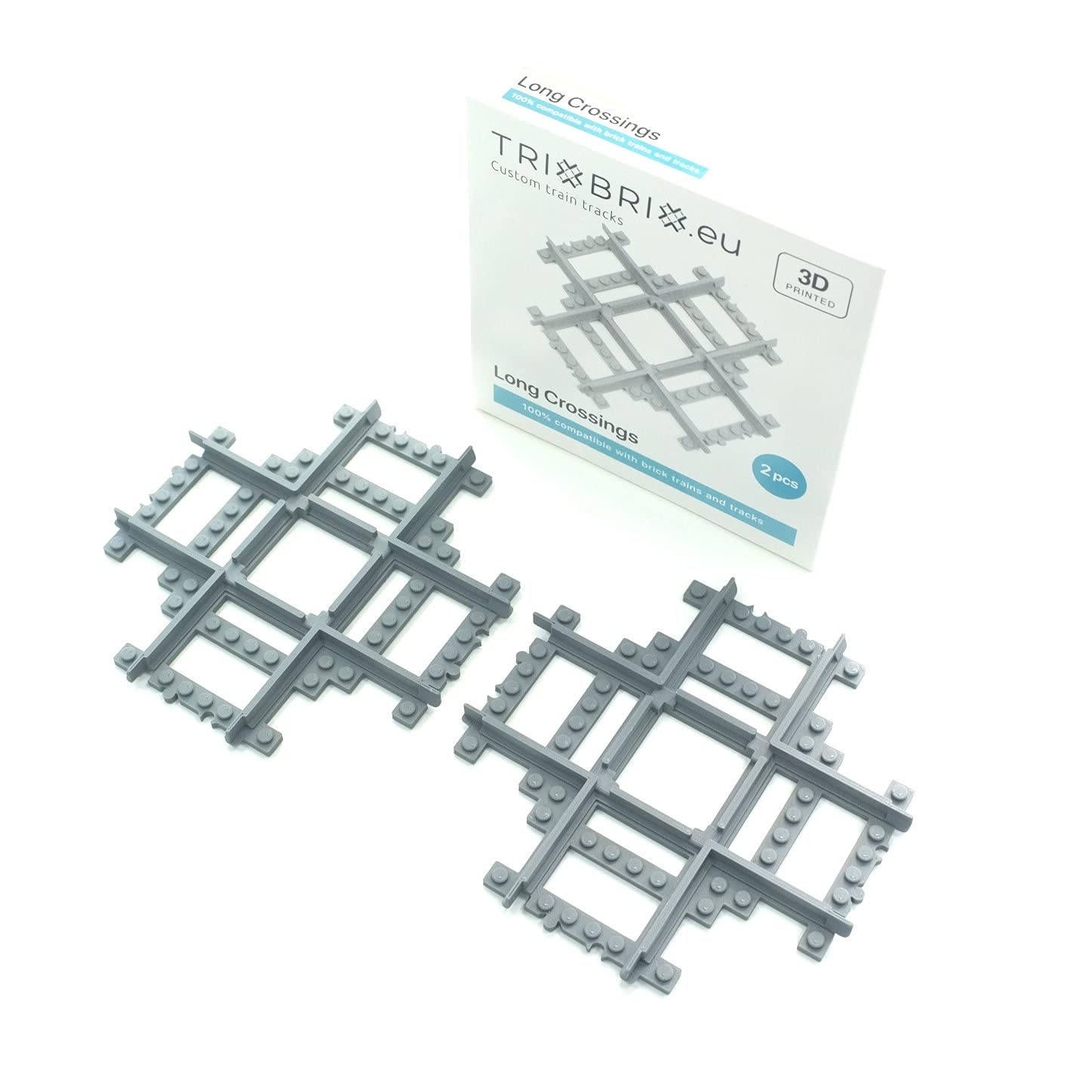 Trixbrix Long Crossings - 2pcs Compatible with Lego City Train Sets 60197 60198 10277 60205 60238