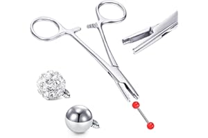 JIESIBAO Piercing Ball Removal Tool-4mm Jaw,Surgical Steel Body Jewelry ball Holder Removal Tool Unscrew and Screw Dermal Anchor Forceps,Nose Septum Labret Earrings Pliers