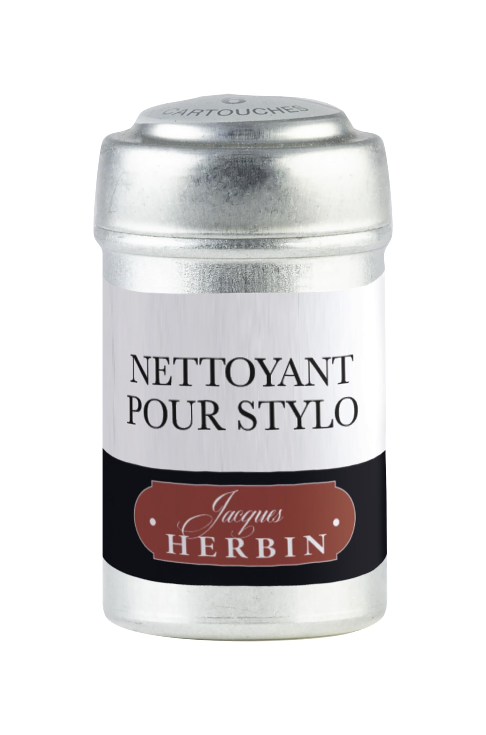 Jacques Herbin 20100T - A box of 6 cartridges of clean solution for fountain pens and rollerball pens - (packaging-free product - zero waste objective)