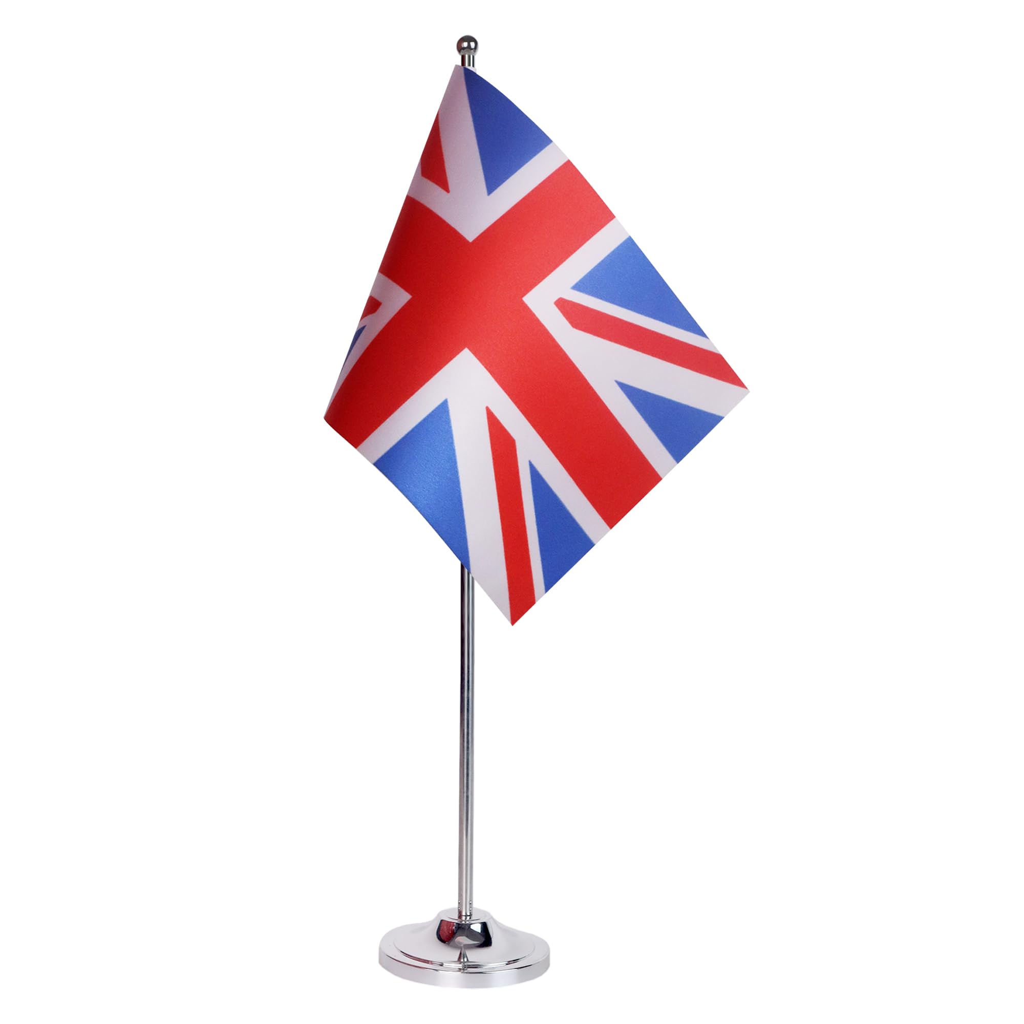 AZ FLAG United Kingdom Prestige Table Flag 6'' x 9'' - British Office Decoration 100% Satin 22 x 15 cm - Desk Flag with Steel Pole and Base