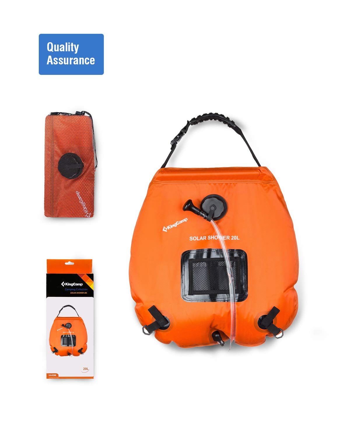 KingCamp Portable Outdoor Camping Solar Shower 20 Litre with Temperature Gauge