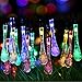 Color Solar String Lights Outdoor Waterproof Raindrop Lights Christma s Decro 30Led 21Foot Twinkle Fairy Lighting for Indoor Garden Xmas Tree Party Weddings Patio( Multi Color)