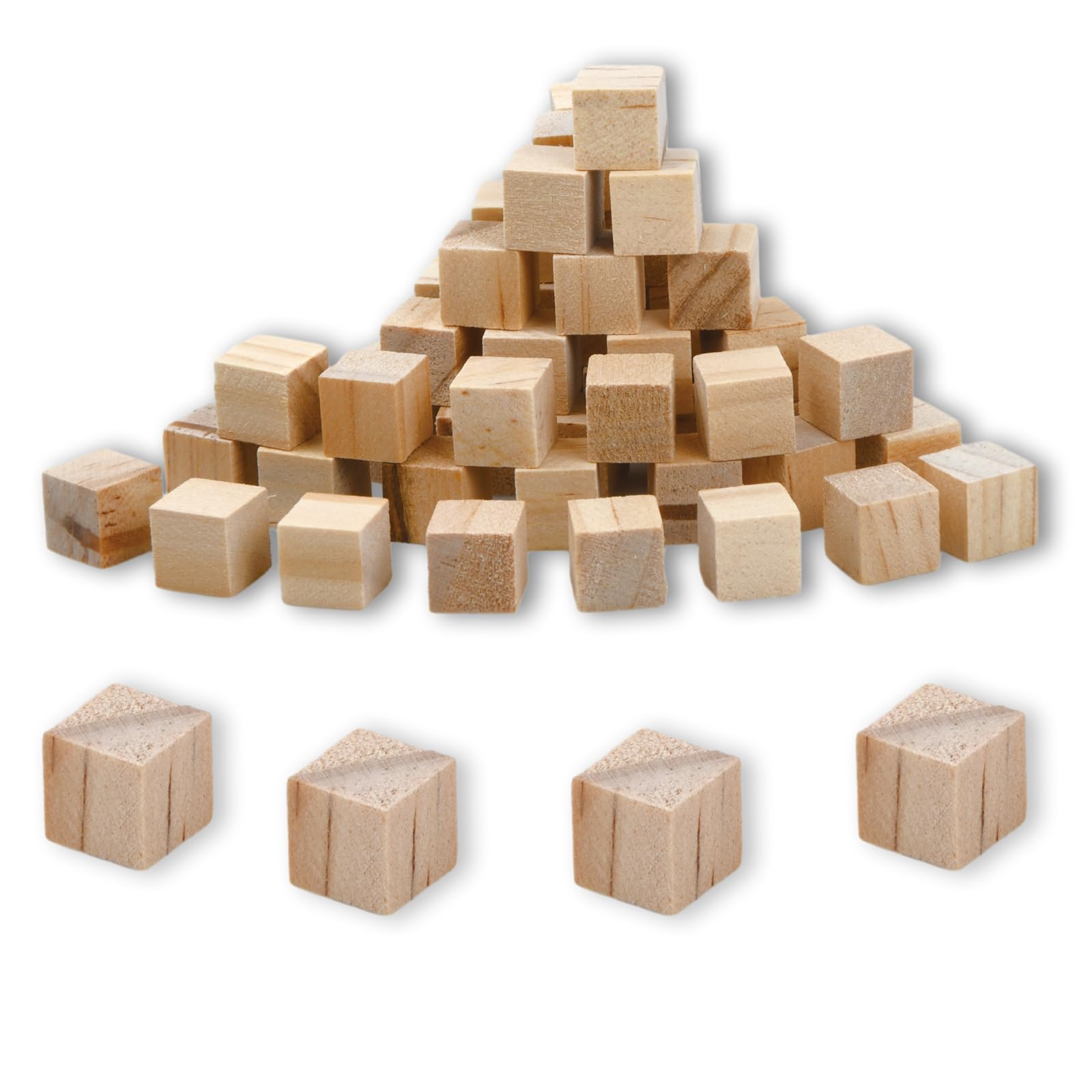 Bezavea Small Wooden Cubes 100 Pack, Natural Wood Blocks 1 x 1 x 1cm, Educational Craft Cubes, Unfinished Craft Wood Blocks, DIY Wooden Blocks, for Puzzle Making, Crafts, Decoration, Woodcrafts