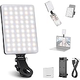 NEEWER Basics Clip on LED Selfie Light Compatible with iPhone, 2000mAh Rechargeable, Phone Clamp Holder & Cleaning Cloth, Web