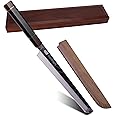 FINDKING Prestige Series Sakimaru Knife with Walnut Cover, Japanese SKD11 Damascus Steel Blade, Ebony Wood Octagonal Handle, Professional Sashimi Sushi Fish Knife (10.5 Inches, with Wooden Gift Box)