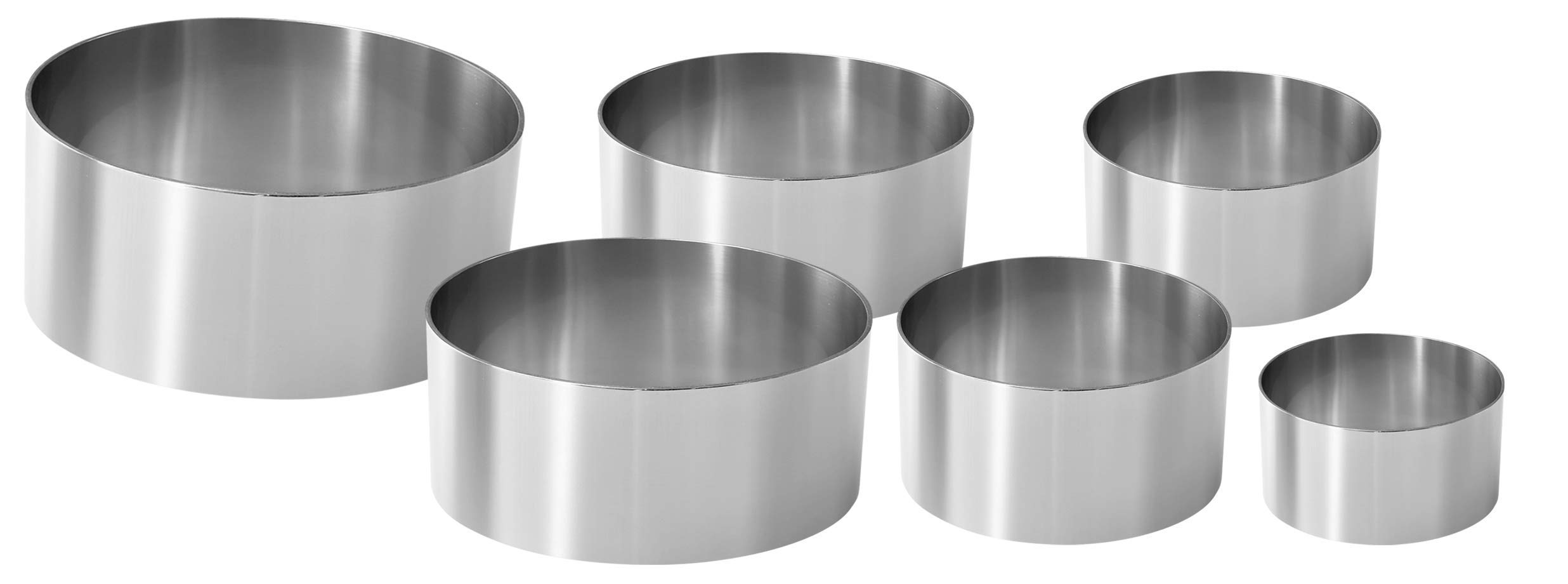 Fackelmann Set of 6 Professional Steel Cake rings, Silver