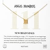 MUSTHAVE 111 Angel Number Necklace, 18K Gold Plated Crystal Accent Manifestation Jewelry for Women, Dainty Lucky Number Pendant, Alignment, Message Card, 16+2 inch Extender (Yellow Gold)