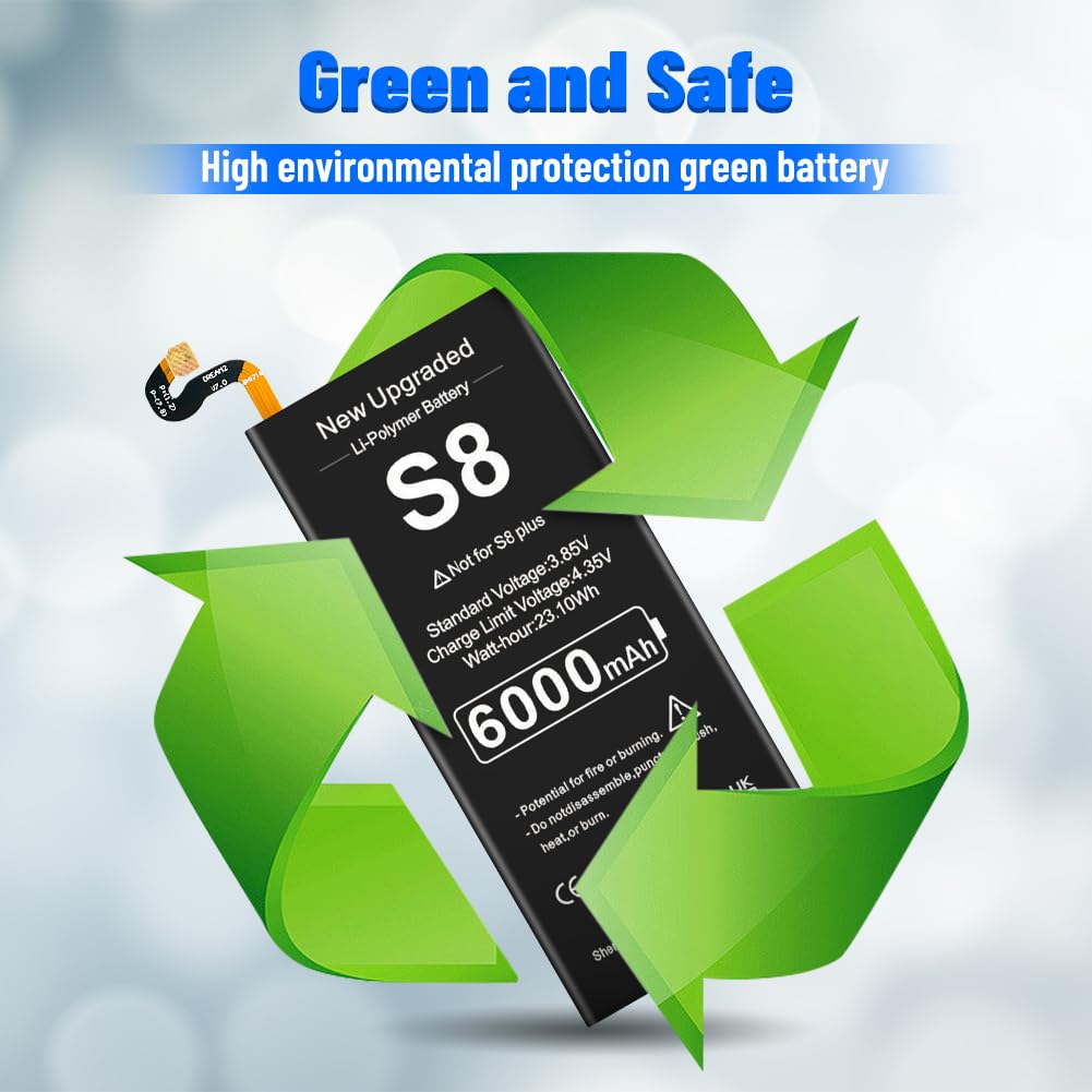 Galaxy S8 Battery, [Upgraded] 6000mAh High Capacity Li-Polymer EB-BG950ABE Replacement Battery for Samsung Galaxy S8 SM-G950 G950V G950A G950T G950P G950R4 with Screwdriver Tool Kit