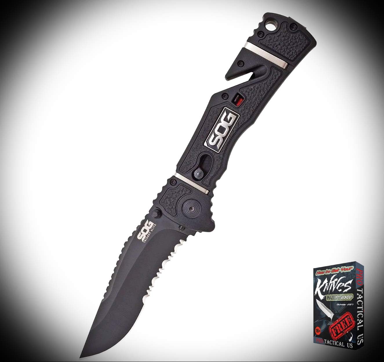 New Knives Trident Elite Clip Pt Serrated Black Folding Pocket ProTactical Elite Knife TFBX4086RT + Free eBook