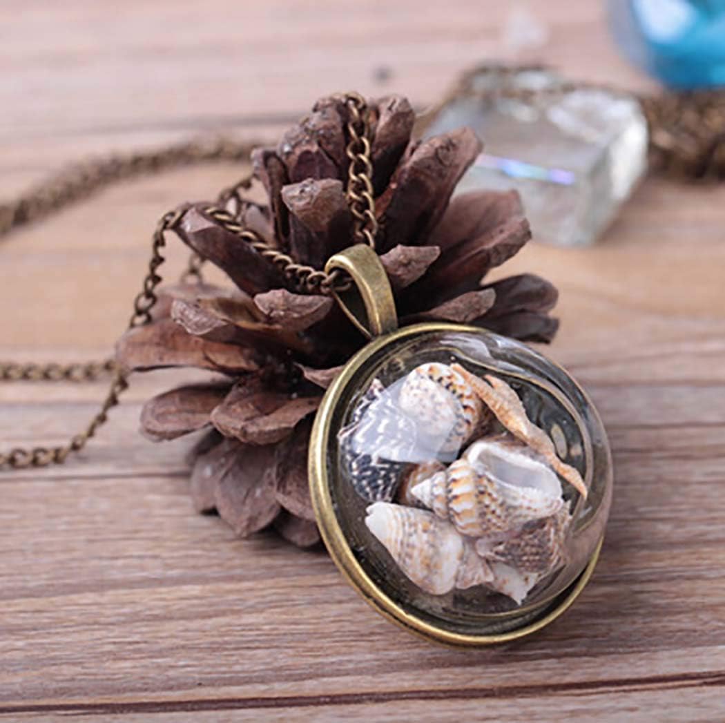 Leiothrix Vintage Glass Necklace Shell Pendant Chains for Women and Girls Apply to Weeding Party Casual (Shell)