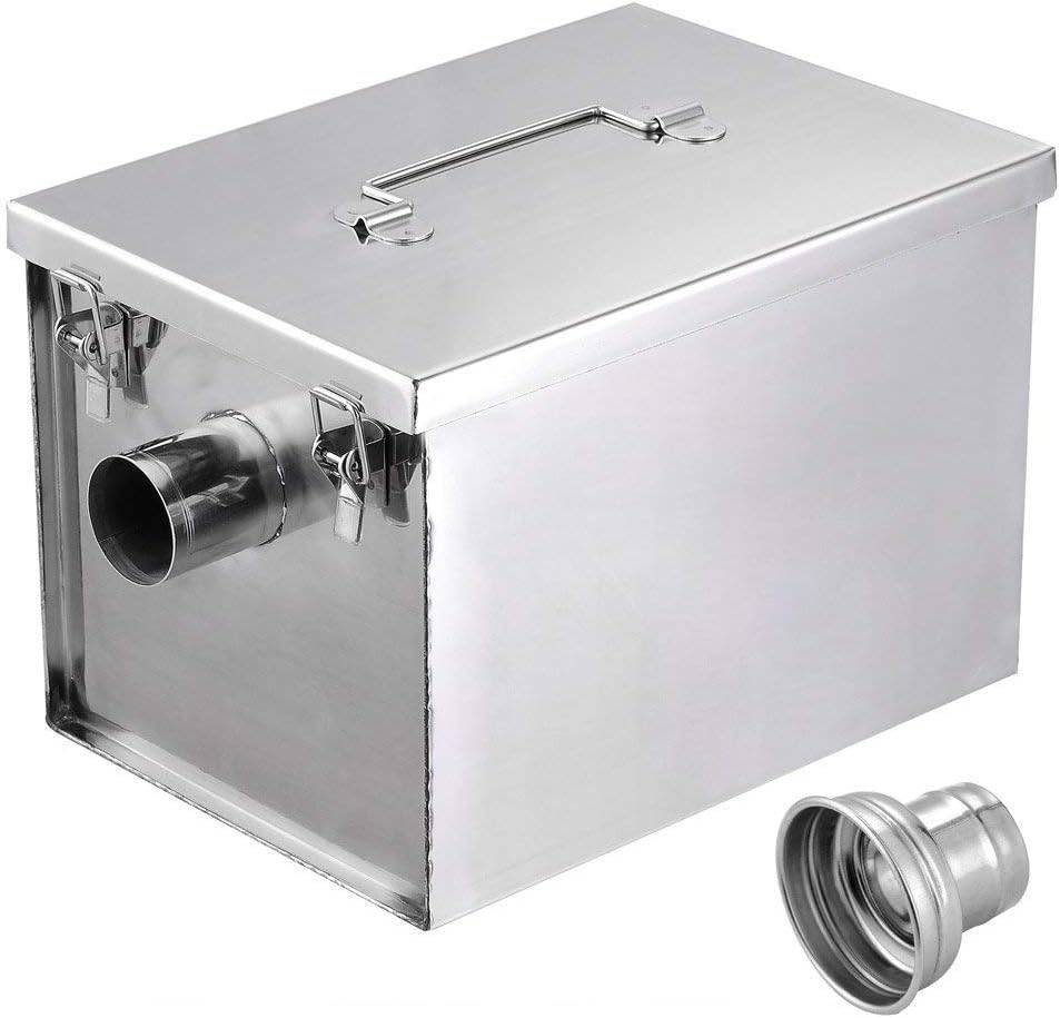 LeeMas Inc 8 lbsCommercial Restaurant Grease Trap Interceptor Catcher 5GPM Converter Waste Filter Basket Heavy Duty Stainless Steel