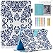 iPad Mini 2 3 Case - LittleMax(TM) PU Leather Stand Case Smart Flip Folio Wallet Case Cover with Auto Wake/Sleep for iPad Mini 1/2/3 [Free Cleaning Cloth,Stylus Pen]-03 Cobalt Blue Folk Flower