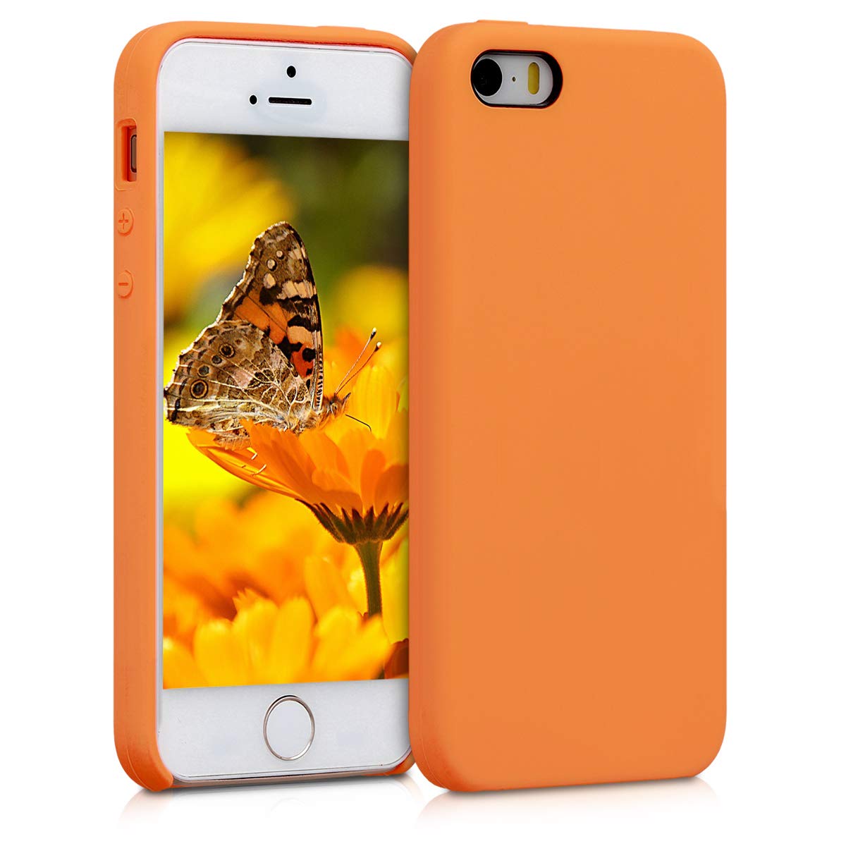 kwmobile Case Compatible with Apple iPhone SE (1.Gen 2016) / iPhone 5 / iPhone 5S Case - TPU Silicone Phone Cover with Soft Finish - Fruity Orange — image 1