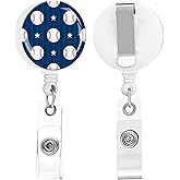 quohet 2 Pack Retractable Badge Holders Cute Badge Reel Badge Clip ID Card Holders for Student Office Worker Doctor Nurse Teacher(Baseball)