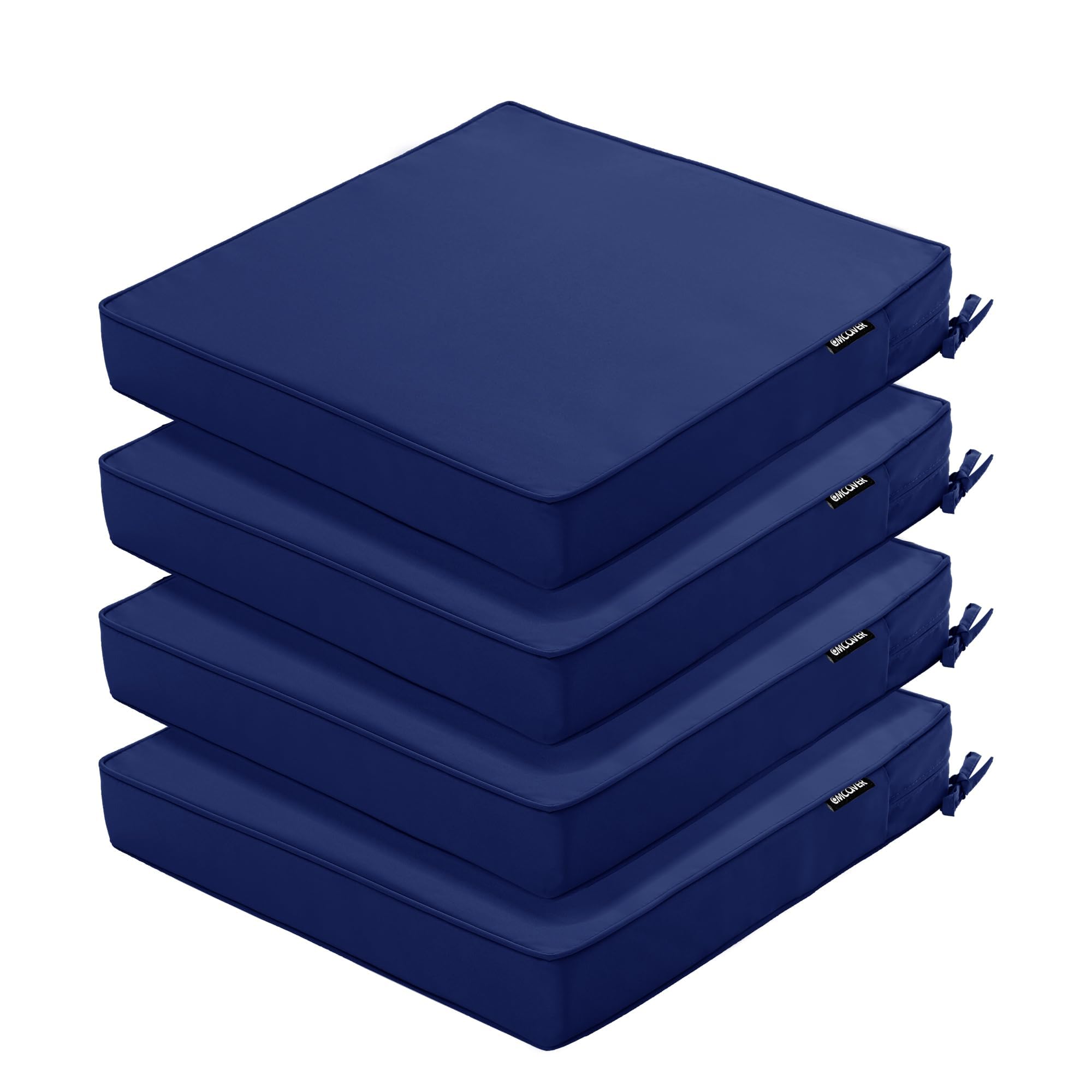 Photo 1 of Comcaver 4 Pack Outdoor Chair Cushions 19 x 19 Inch Water Resistant Patio Chair Cushions with Tie 3 Year Color Fastness Thick Outdoor Seat Cushion for Garden Lawn Patio Furniture Navy