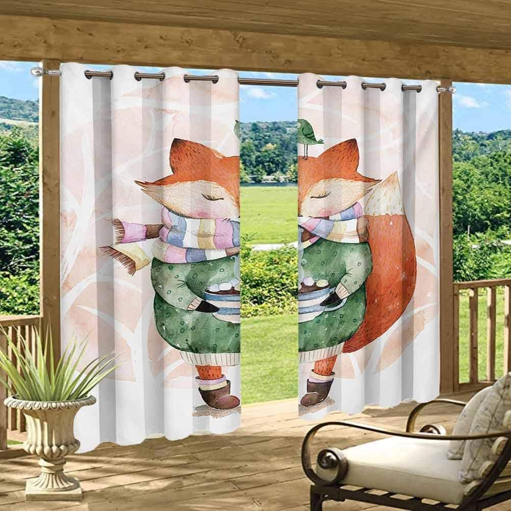 Anmaseven - Cortinas de acuarela para balcón, linda zorro quiere beber