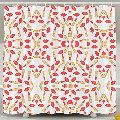 Anti Bacterial Waterproof Polyester Shower Curtain Red Lipstick Lips Resistant Shower Curtain 60 X 72-Inches