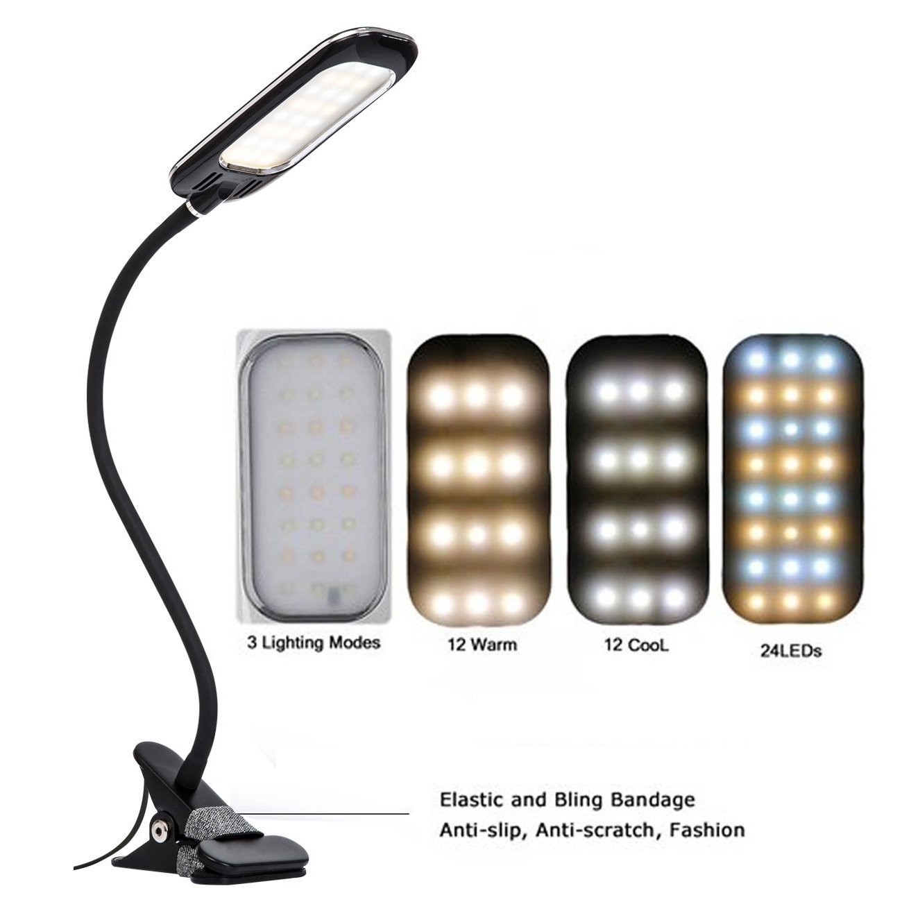 EyYOCEAN Clamp Reading Light for Bed Headboard, Bedroom with 3 Color