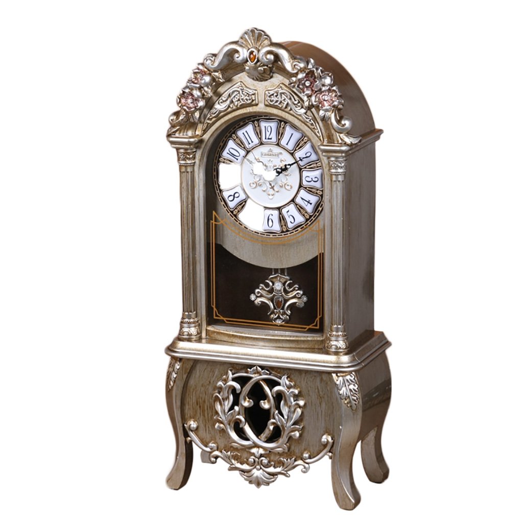 CLOCKZHJI Desk Clock and Shelf Clock Vintage Retro Mantel/Mantle Rhythm Clock with Pendulum Movement