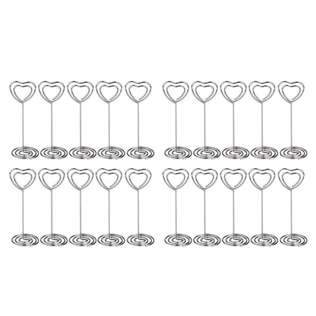 JZK 20 Heart placeholder Clips Memo Holder Photo Table Marker Clip for Favors Wedding Birth Birthday Christmas Communion