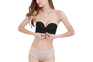 Strapless Push Up Bras for Women, Sexy Solid Color Seamless Wireless Front Buckle Non Slip Comfort Adjustment Dress Underwear