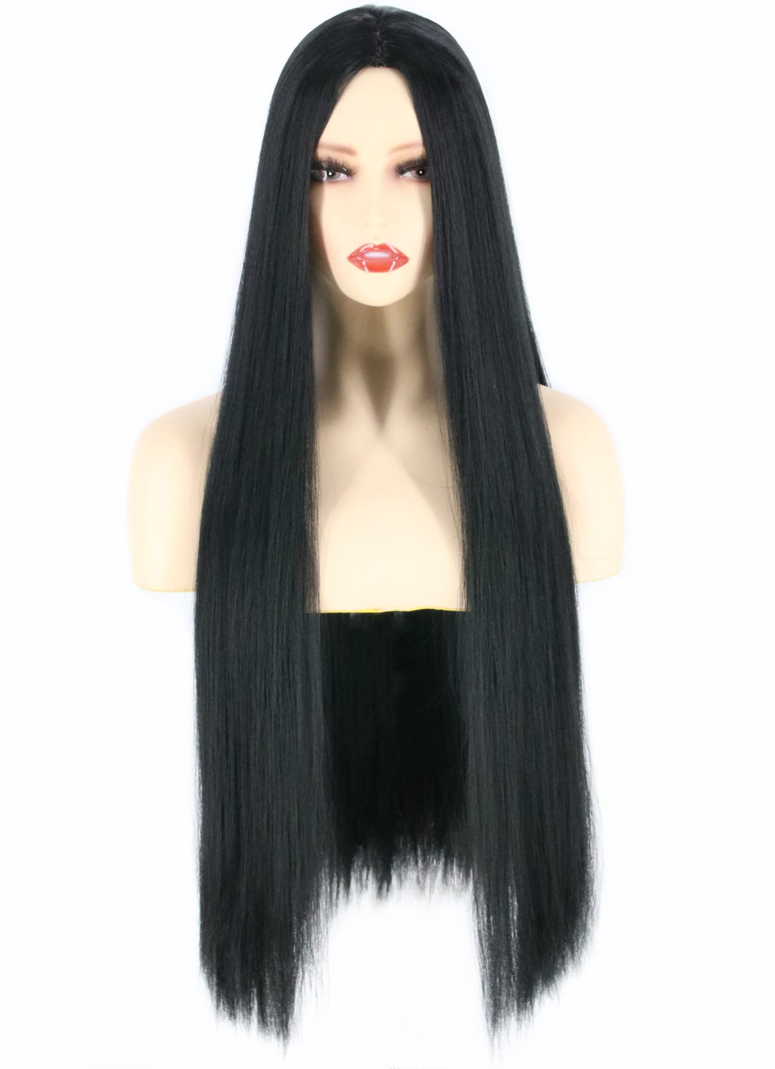 LeMarnia Black Long Straight Hair for Women Halloween Party Cosplay Costume Wig